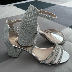 Nina Silver Heels with Ankle Strap